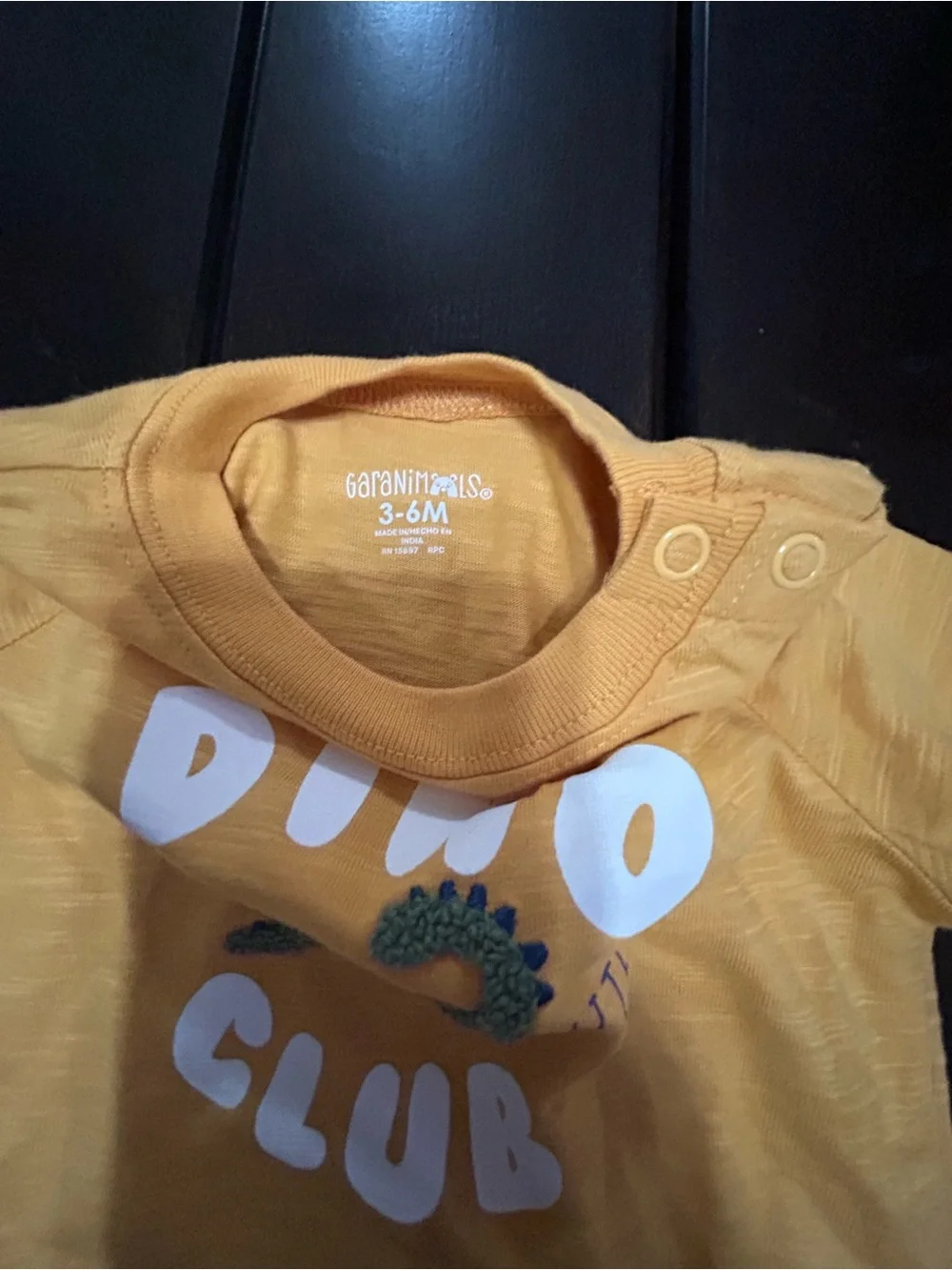 Garanimals Mustard Dino Club Long-Sleeve One-Piece Bodysuit